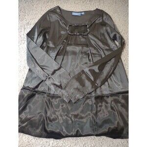 Simply Vera Wang Top Size 4 Black Goth Silky Long Sleeve